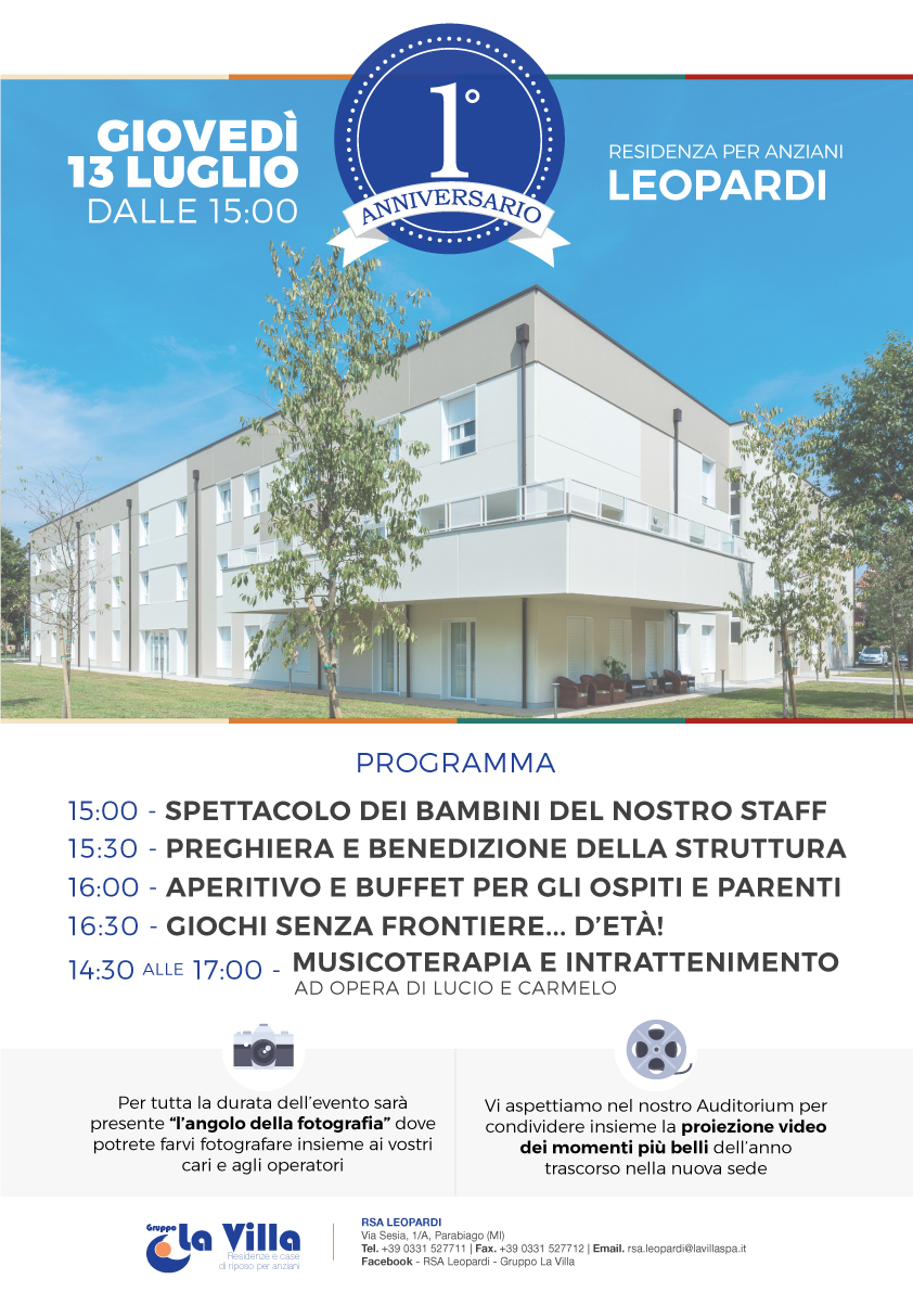 Festa per il 1° Anniversario della residenza per anziani LEOPARDI