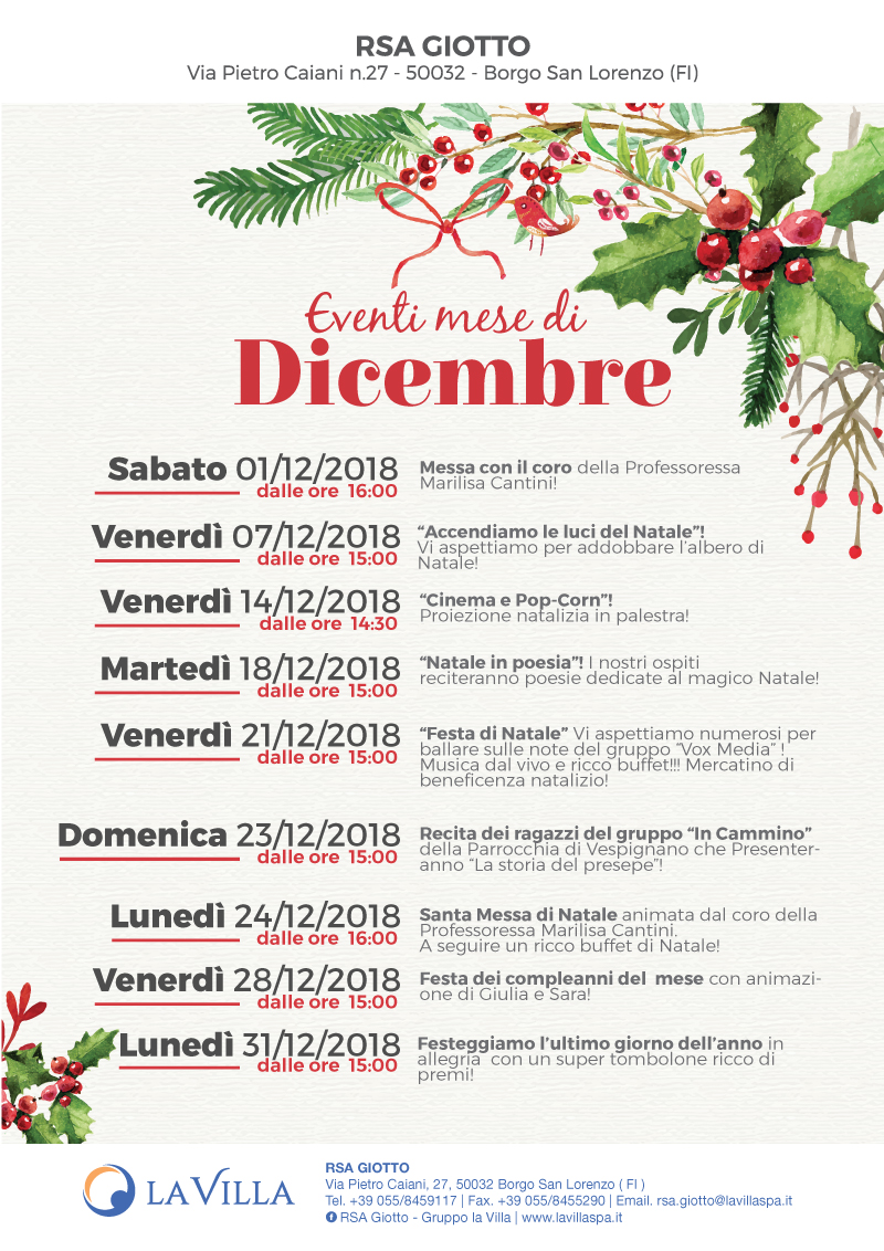 RSA Giotto – Gli eventi del mese di Novembre
