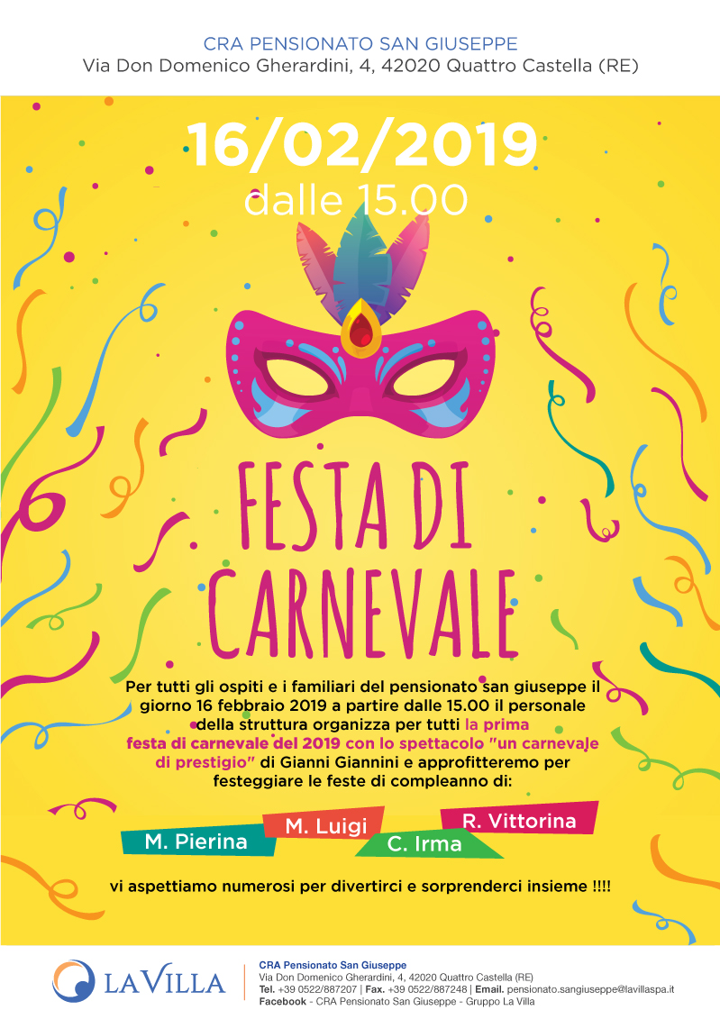 FESTA DI CARNEVALE  PER GLI OSPITI