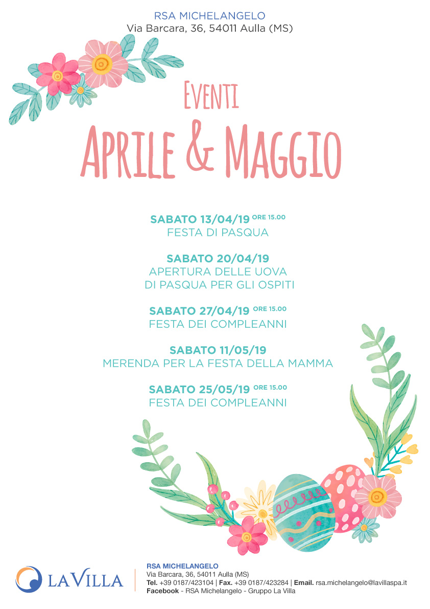 GLI EVENTI DI APRILE E MAGGIO ALLA MICHELANGELO