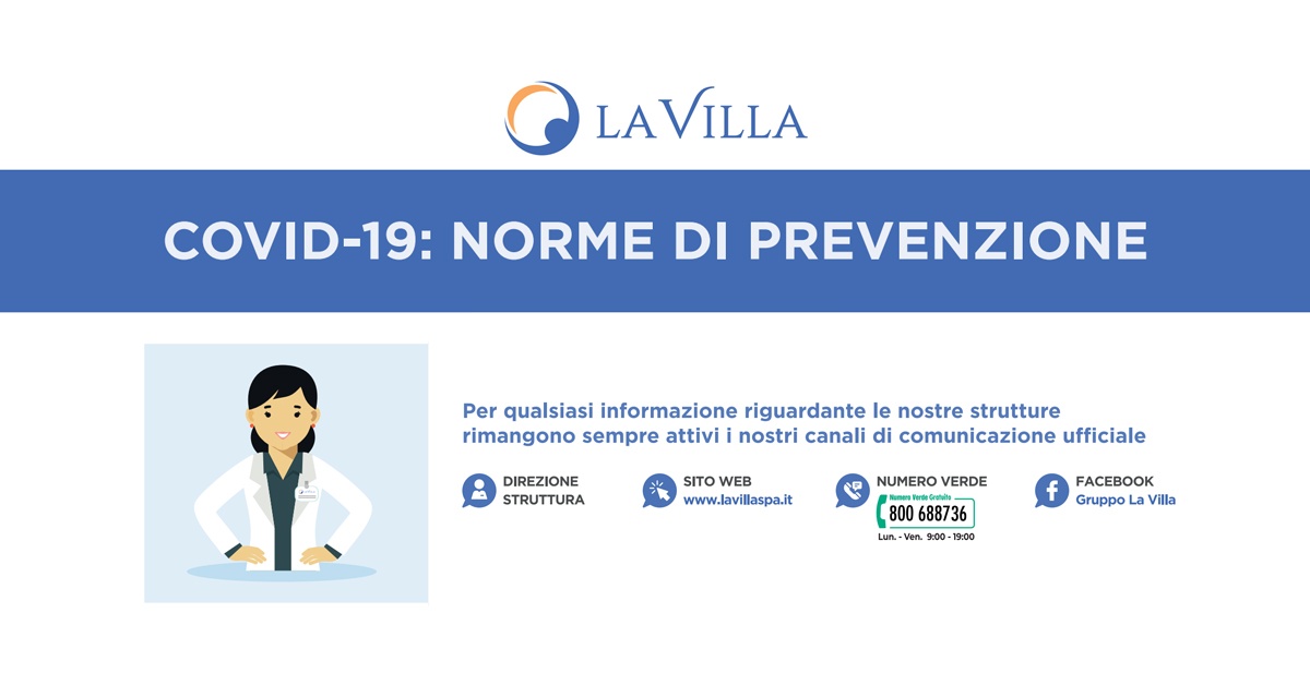 Norme di Prevenzione nei giorni del Coronavirus adottate dal Gruppo La Villa