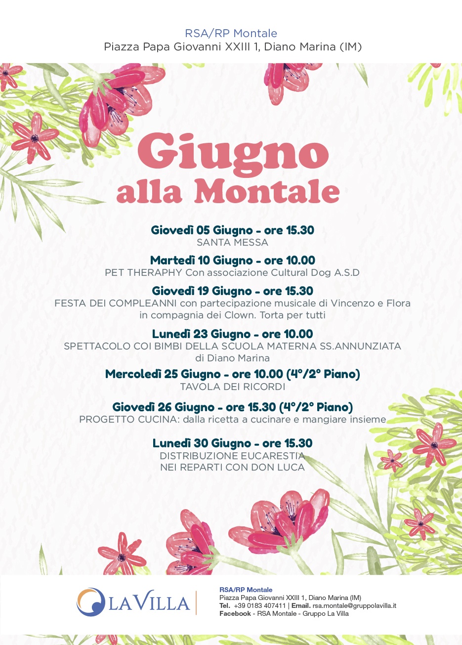Locandina Eventi Giugno rsa montale 2025