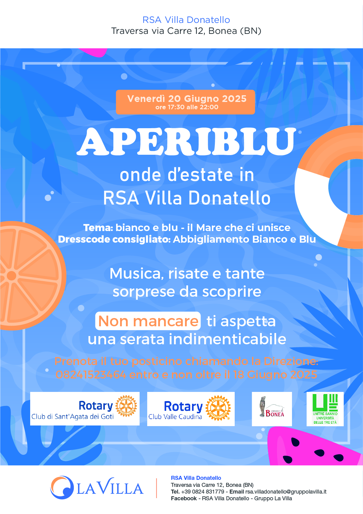 Locandina Festa estate 2025 rsa villa donatello aperiblu