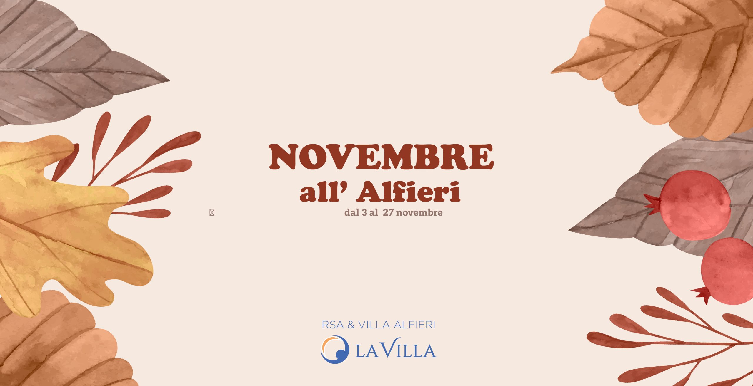 Il calendario eventi di novembre 2025 a RSA & Villa Alfieri