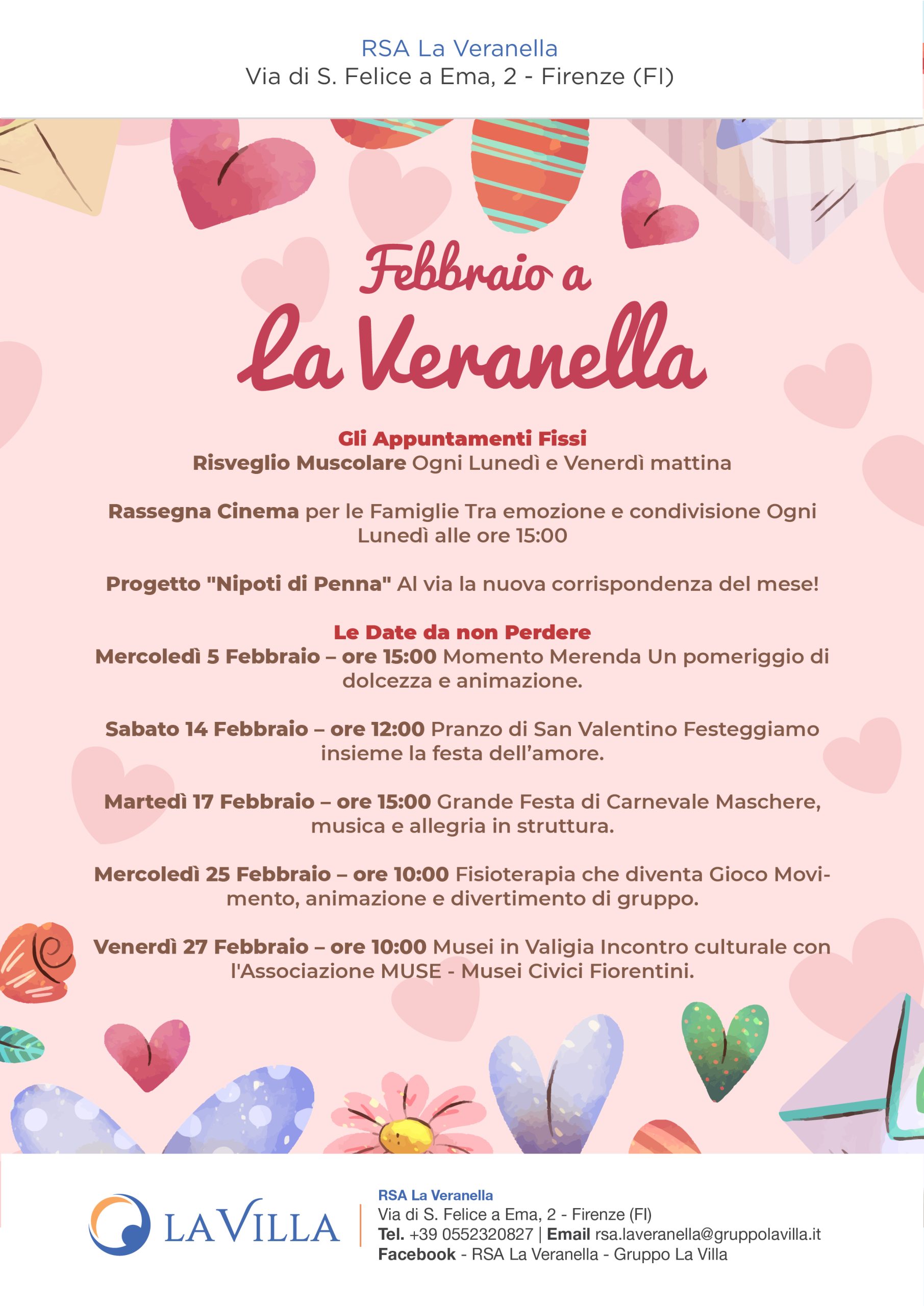 locandina eventi febbraio 2026 rsa la veranella