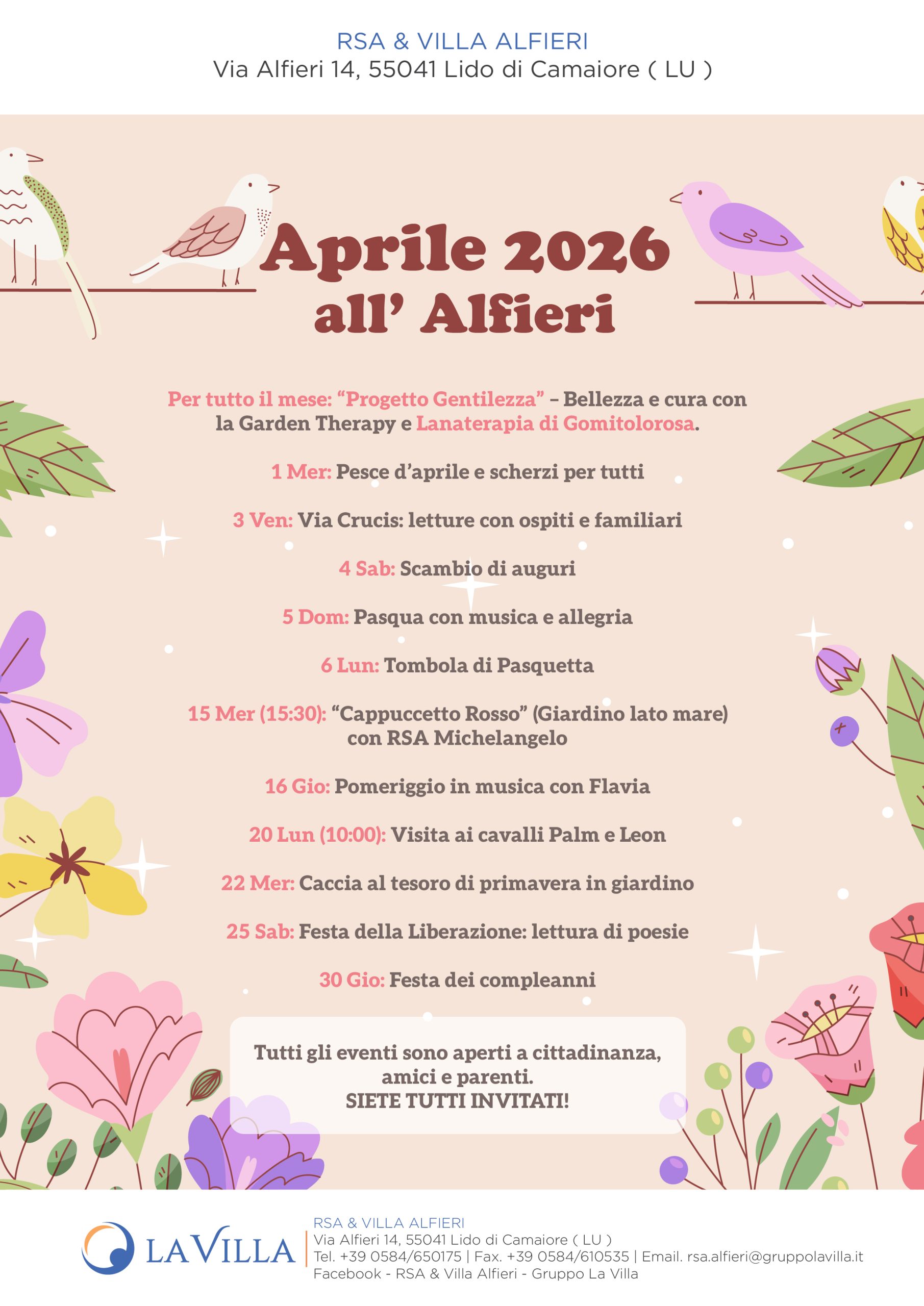 locandina eventi rsa villa alfieri aprile 2026