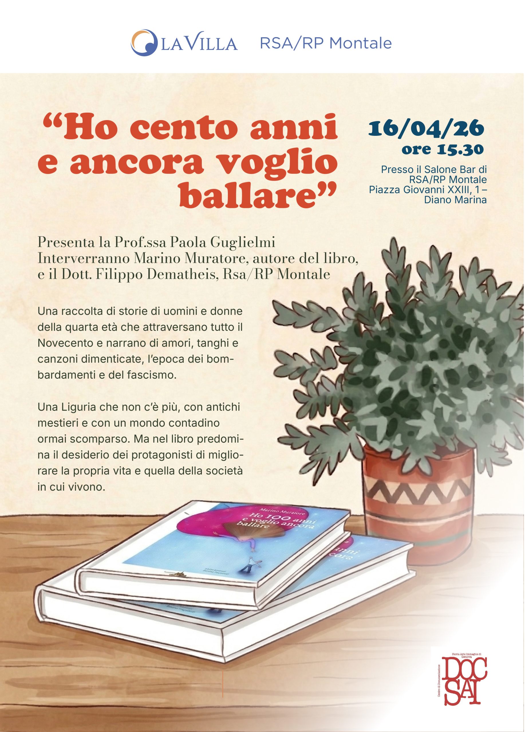 Locandina Presentazione libro Rsa Montale ho 100 anni